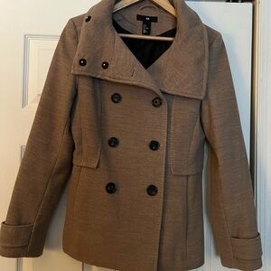 H&M Tan Double-Breasted Pea Coat
